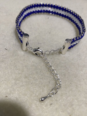 Handmade bracelet with Miyuki beads Peyote stitch blue white silver new