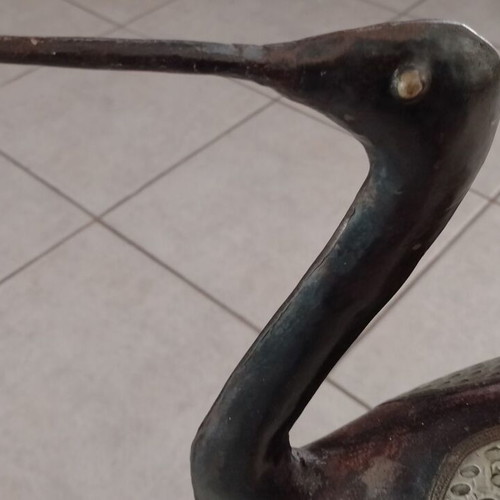 Decorative wooden and metal bird figurine