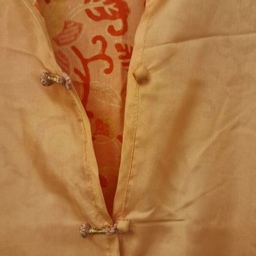 Silk blouse Chinese style medium, like new, peach color