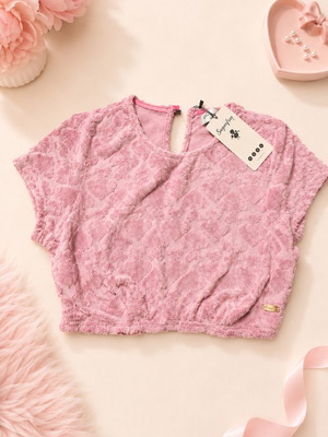 SugarFree velvet crop top, pink, size S