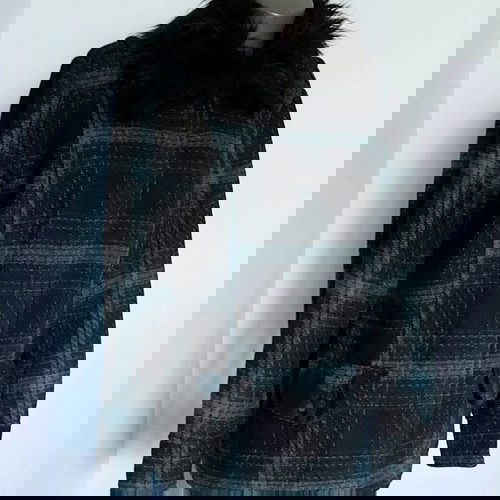 Γυναικείο παλτό Yessica καρό με αποσπώμενο γιακά, σαν καινούργιο, XL-XXL