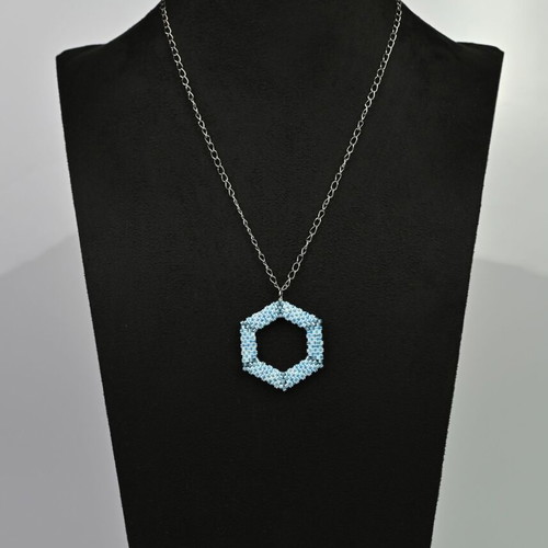 Delicate Light Blue Necklace Custom Made with Hexagonal Pendant