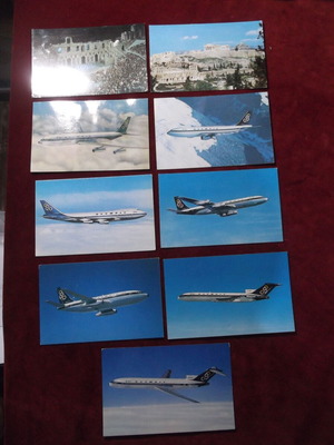 Set of 9 Olympic Airways and Athens theaters and monuments cards new