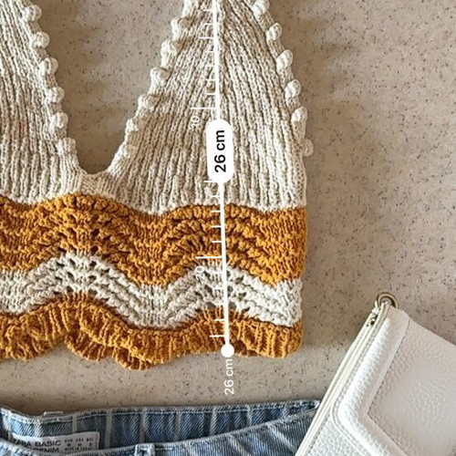 Zara women's halter neck crochet crop top, orange and cream