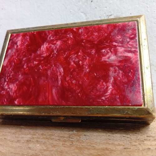 Music Box Powder Compact metal 9/6 cm used