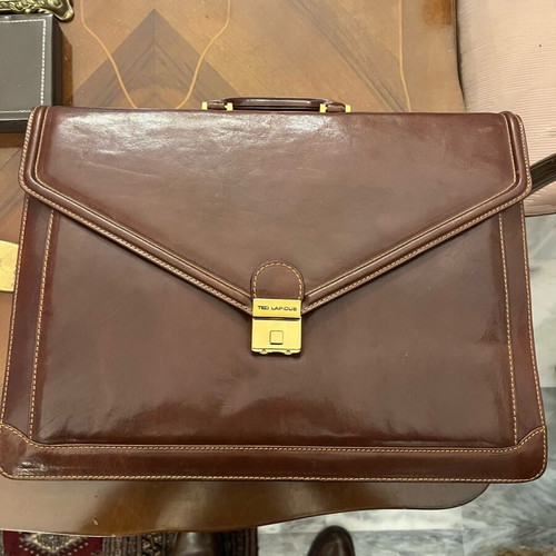 Ted Lepidus leather briefcase brown new unused