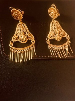 Traditional filigree silver 925 gold-plated earrings new