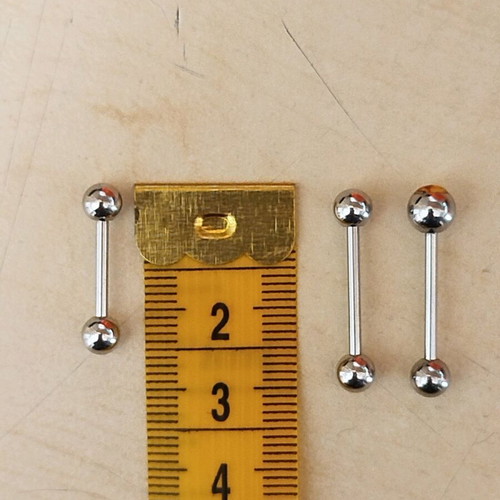 Steel Earrings for Tongue or Ear, Set of 3, New, Silver
