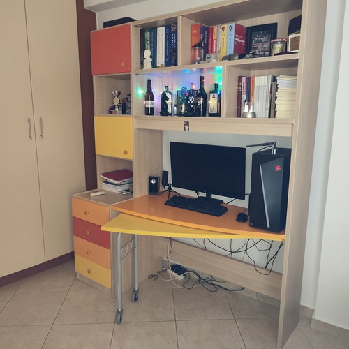 Modeco bookshelf with double desk like new