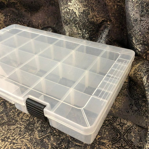 Transparent plastic organizer new with 24 compartments 35x22x5 cm