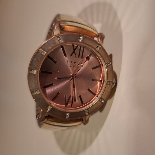 Lipsy London women's watch used, rose gold with crystals and elastic bracelet