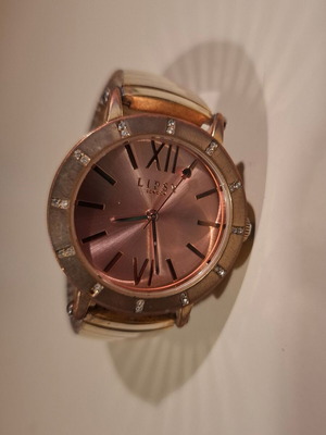 Lipsy London women's watch used, rose gold with crystals and elastic bracelet