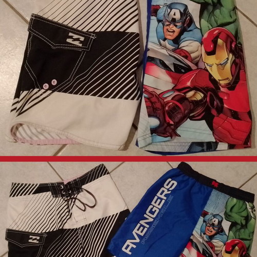 Avengers Marvel and Billabong Boys' Swim Shorts like new, pack of 2