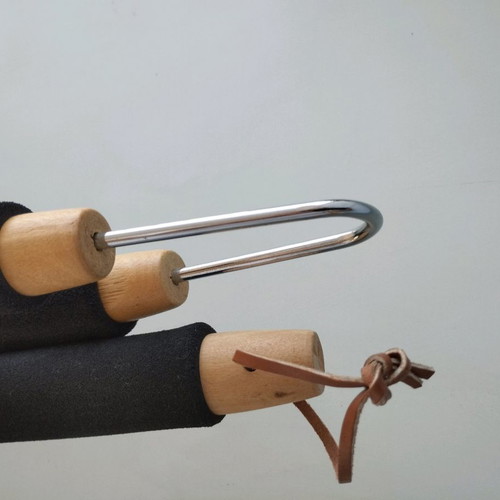 BBQ tool set of 2 with wooden handles and non-slip grips, new