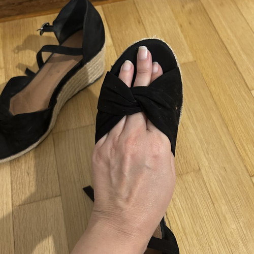 Black Suede Platform Sandals Size 38 Like New
