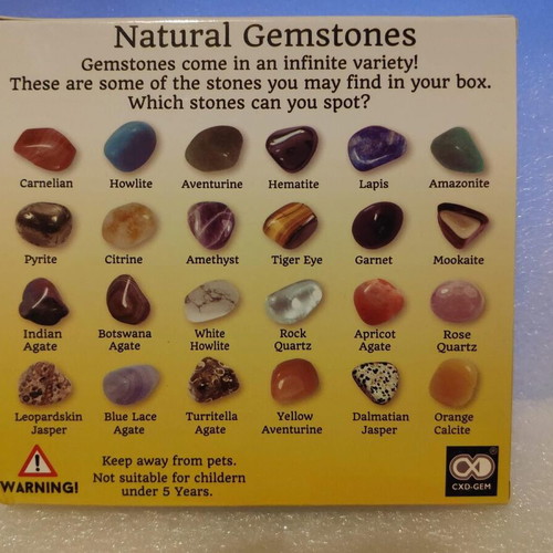 Collection of 20 natural semi-precious stones in box like new