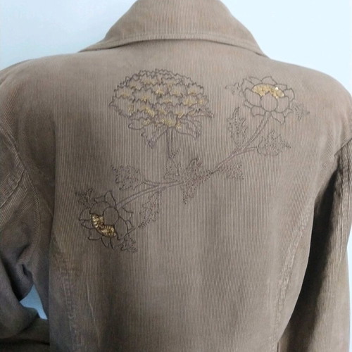 Ofelia vintage designer jacket used, elastic denim with embroidery and sequins