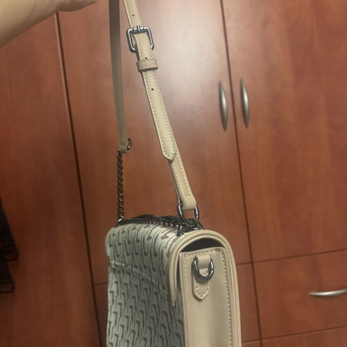 Shoulder bag, beige, large capacity