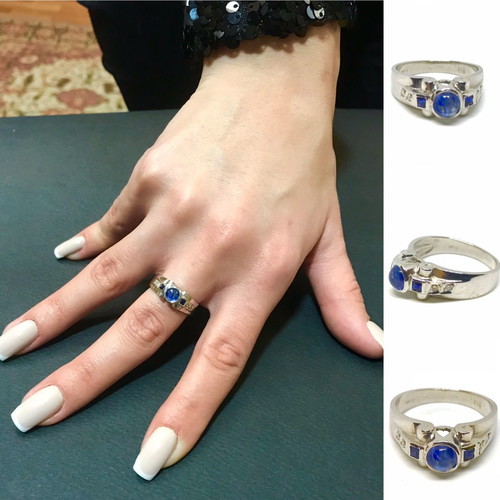 18k ring with sapphires and brilliants new