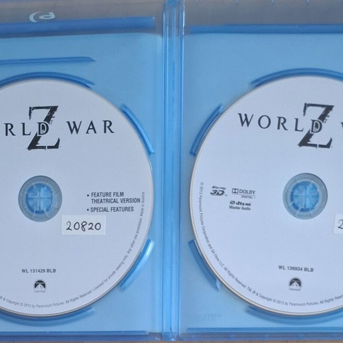 World War Z Blu-ray 3D set like new with Greek and Bulgarian subtitles