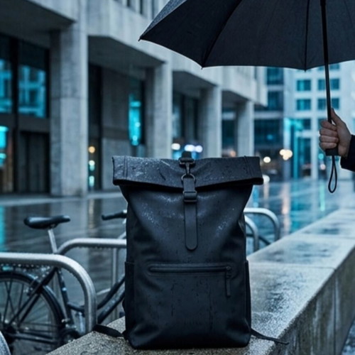Rains Roll Top Rucksack waterproof, like new, black unisex backpack