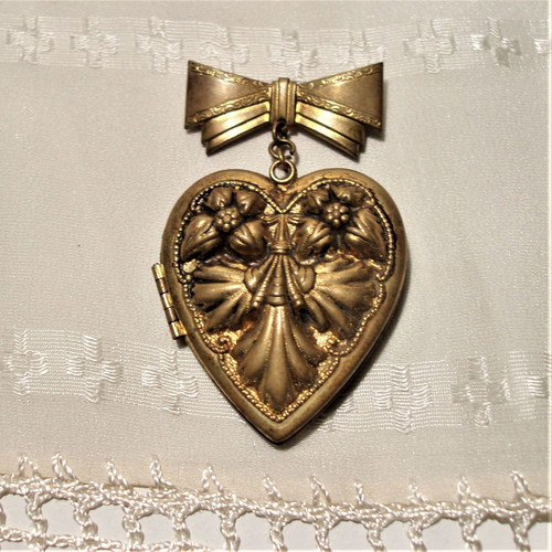 Victorian brass smoked finish brooch