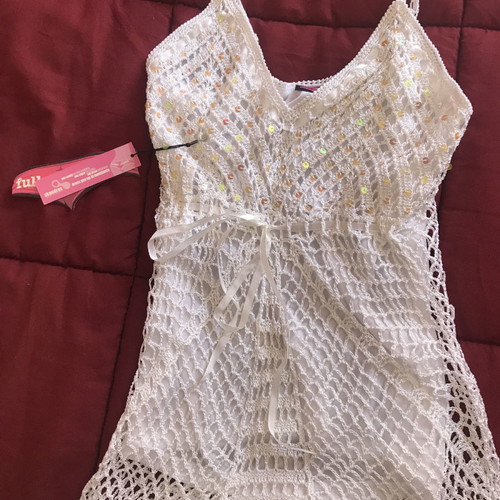 Fulah Sugah crochet top white with sequins new