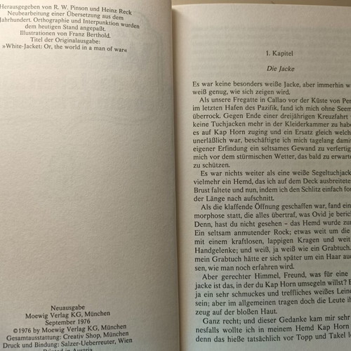 Book Hermann Melville Weissjacke like new, German language