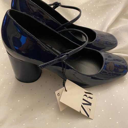 Zara Mary Jane shoes new, dark blue patent leather, size 38