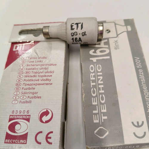 Electrical fuses new, set of 10, 16 A type DII (E27)