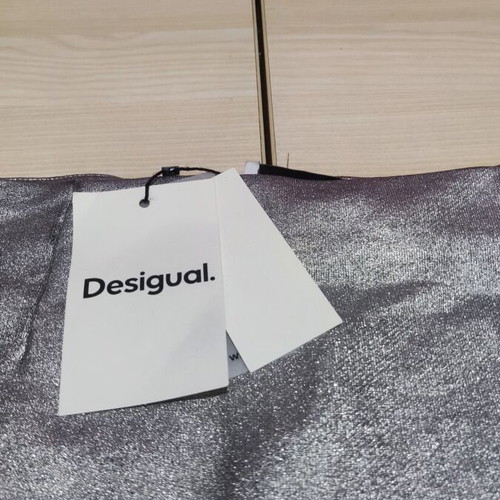 Desigual London Metallic Mini Skirt new, medium size, gray silver