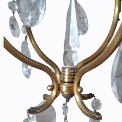 French brass chandelier used with crystals