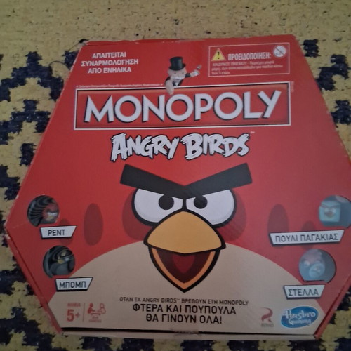 Angry Birds Monopoly board game used, with 4 tokens