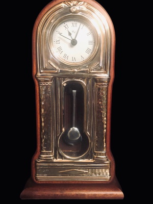 Pendulum table clock used, wood and 925 silver