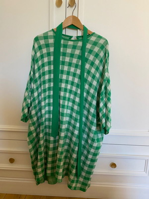 Karavan Checked Midi Dress with Belt and Back Opening like new, white and green