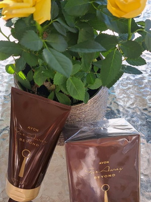 Avon Far Away Beyond perfume set new with body lotion and mini perfume