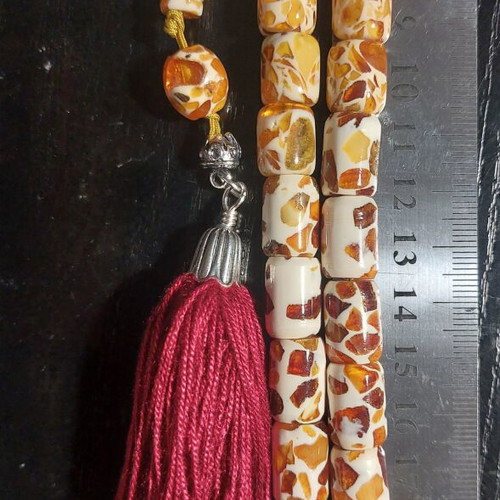 Kompoloi mosaic amber worry beads like new