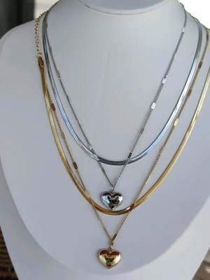 Steel necklace new, gold and silver color