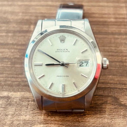 Rolex Oysterdate Precision 34mm vintage wristwatch used, silver