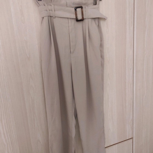 High-waisted pants with belt used, size 38