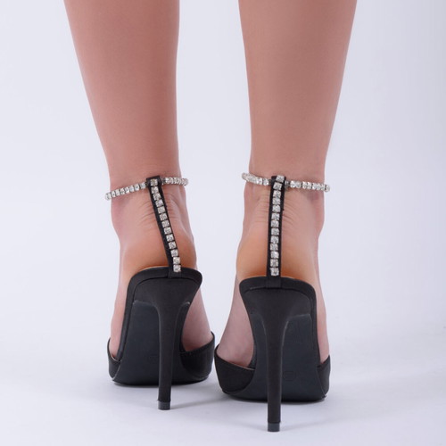High heel pumps with rhinestones new, black