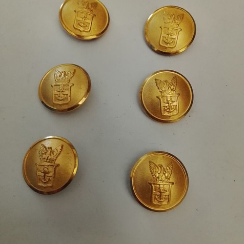Military buttons used, set of 6, merchant navy uniform
