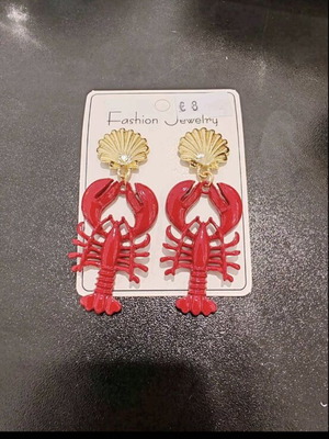 Lobster earrings new, red