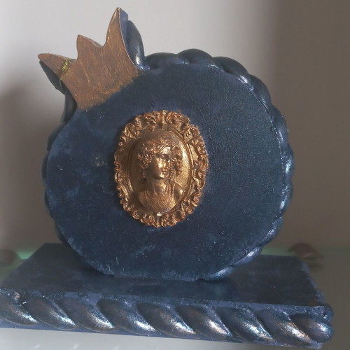 Wooden decorative pomegranates with decoupage technique, large 17 cm and small 12 cm