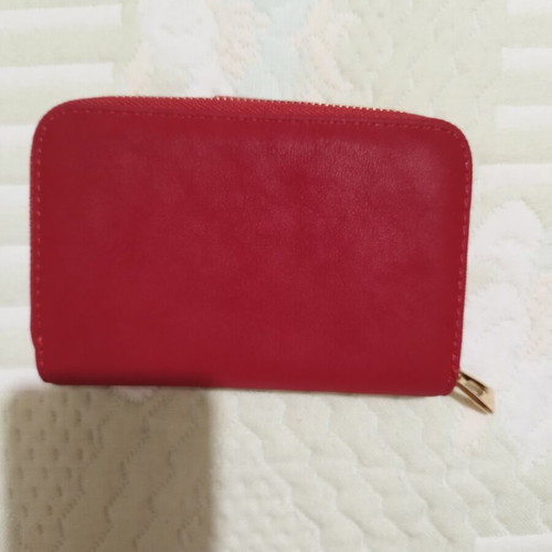 Red wallet with many compartments, new