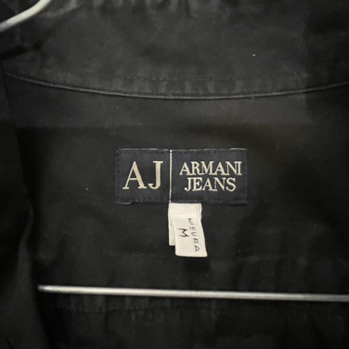 Armani Jeans men's black cotton shirt used, size M, embroidered