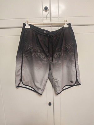 Men's swim shorts XXL with palm print degrade black gray new