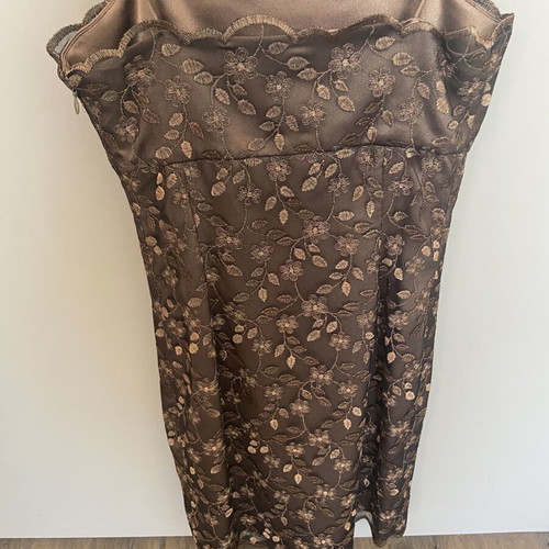 Makis Tselios Vintage Cocktail Dress XS, brown and gold lace
