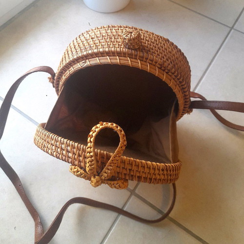 Summer straw shoulder bag new, beige brown