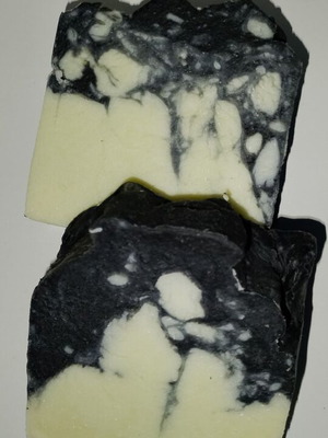 Handmade soap with activated charcoal, witch hazel, olive oil, castor oil, coconut oil & shea butter